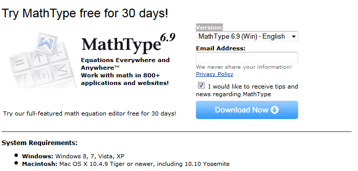 MathType 30-Day Trial