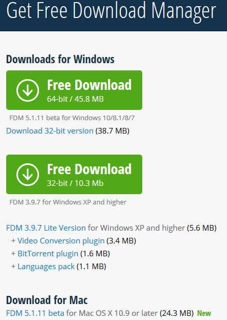 Free Download Manager for Windows and Mac OS X