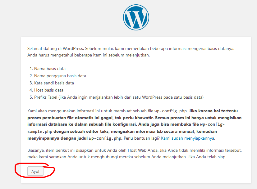 lanjutan setup wordpress