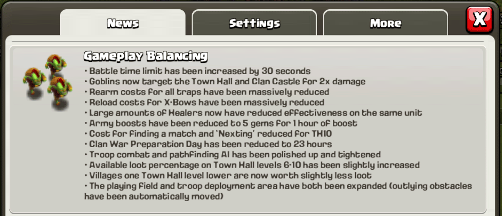 new gameplay balancing