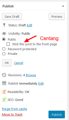 centang tanda sticky