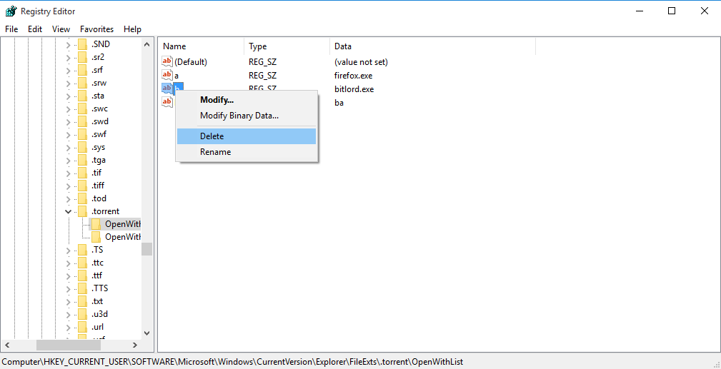 delete registry bitlord