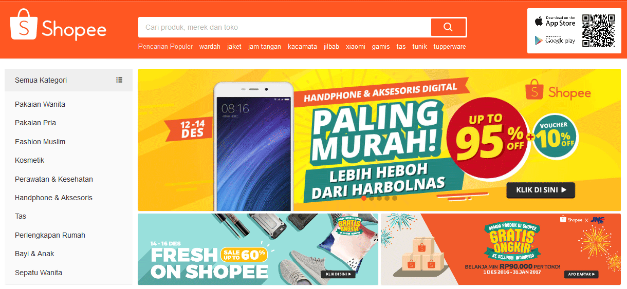 tampilan beranda heboh pesta harbolnas Shopee