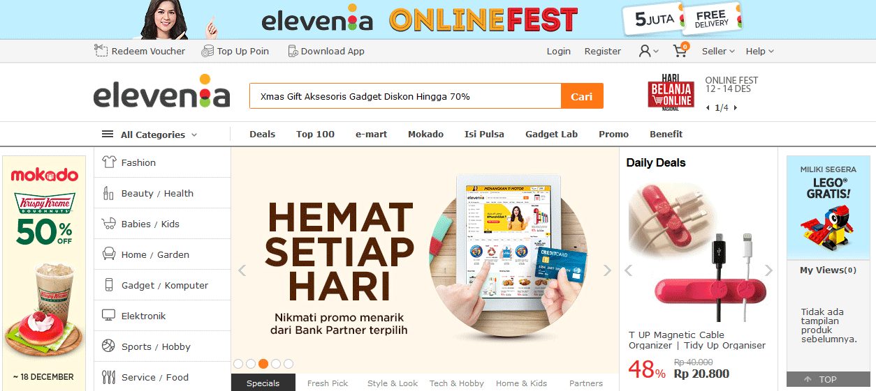 tampilan beranda Elevenia