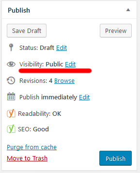 visibility di wordpress