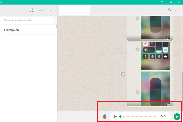 Ilustrasi cara preview Voice Note di WhatsApp desktop